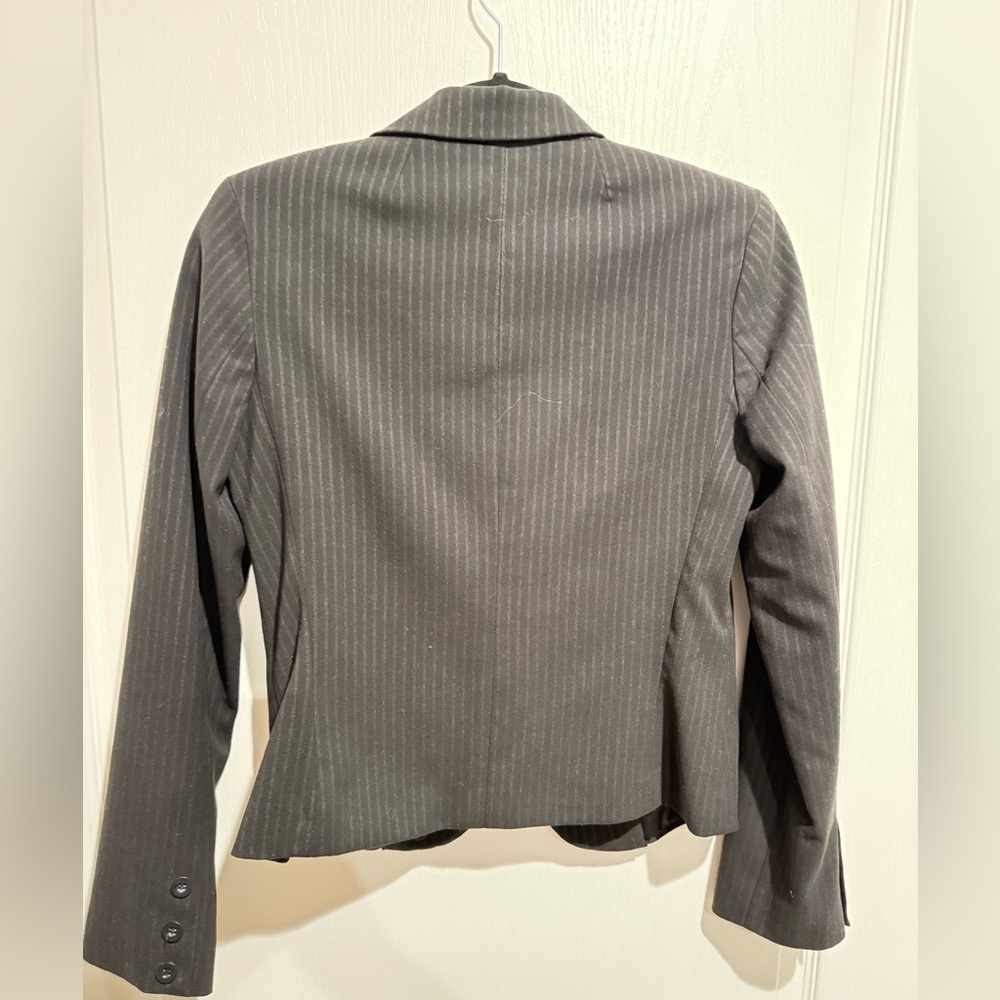Aqua Charcoal Pinstripe Women's Blazer - Picture 4 of 4